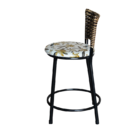 Jogo 3 Banqueta Baixa Para Cozinha Ratan Cappuccino Preta Est