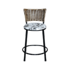 Jogo 3 Banqueta Baixa Para Cozinha Ratan Cappuccino Preta Est