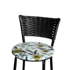 Jogo 3 Banqueta Baixa Para Cozinha Ratan Preta Estofado Flora