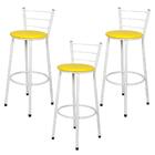 Jogo 3 Banquetas Altas Branca Epoxi Amarelo