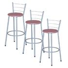 Jogo 3 Banquetas Altas Ratan Cinza Retro Terracota