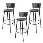 Jogo 3 Banquetas Altas Ratan Hawai Preta