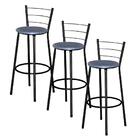 Jogo 3 Banquetas Altas Ratan Preta Retro Azul