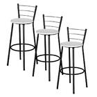 Jogo 3 Banquetas Altas Ratan Preta Retro Laca Branca