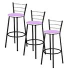 Jogo 3 Banquetas Altas Ratan Preta Retro Lilás