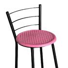 Jogo 3 Banquetas Altas Ratan Preta Retro Rosa
