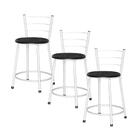 Jogo 3 Banquetas Baixas Ratan Branca Retro Preto