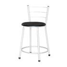 Jogo 3 Banquetas Baixas Ratan Branca Retro Preto