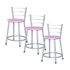 Jogo 3 Banquetas Baixas Ratan Cinza Retro Lilás