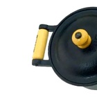 Jogo 3 Caçarolas De Ferro Fundido E Cabo Madeira Tampa Ferro