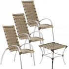 Jogo 3 Cadeiras E Mesa Alumínio Para Área Jardim E Piscina Tr