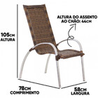 Jogo 3 Cadeiras Garden Alumínio Para Área Jardim Piscina Trama