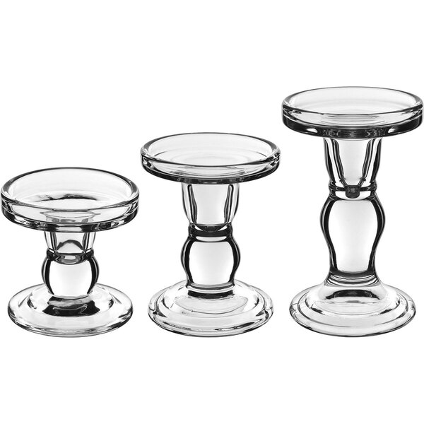 Jogo 3 Peças Castiçal Home&co Porta Vela Decorativo Eco Cryst