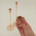 Jogo 3 Peças Castiçal Porta Vela Metal Dourado