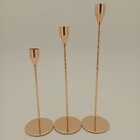 Jogo 3 Peças Castiçal Porta Vela Metal Dourado