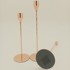 Jogo 3 Peças Castiçal Porta Vela Metal Dourado