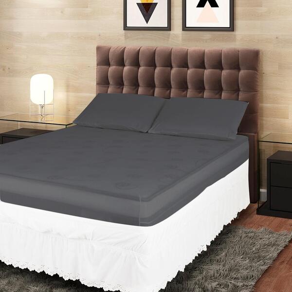 Jogo 3 Peças Lençol + Fronha Queen Malha Grossa Elástico