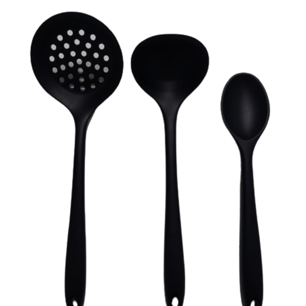 Jogo 3 Peças Silicone - Luxo - Preto Inteiriço Unyhome.