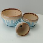 Jogo 3 Peças Vaso Cachepô Planta Home&co Cerâmica Gelo