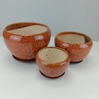 Jogo 3 Peças Vaso Planta Cachepô Home&co Cerâmica Laranja