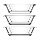 Jogo 3 Petisqueiras Retangular Vidro Casual 110ml Class Home