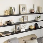 Jogo 3 Prateleiras 1200x200 Mdf Preta Com Suporte Invisivel