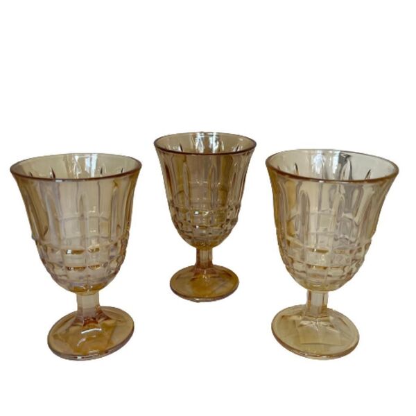 Jogo 3 Taças De Vidro Trabalhado Calcutá Na Cor Âmbar Lyor