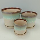 Jogo 3 Vasos Planta Cachepô Home&co Cerâmica Verde