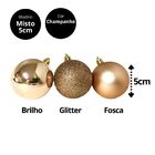Jogo 48 Bolas Natal Mista Lisa, Gliter E Fosca Champagne Rosê