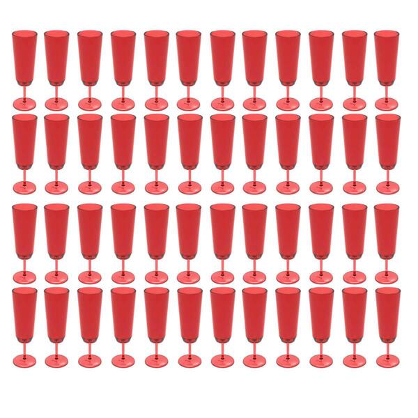 Jogo 48 Taças Champanhe Espumante Buffet Plástico Vermelho Tr