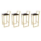 Jogo 4 Banqueta Alta Balcão Bistrô Dourada Confort Industrial