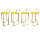 Jogo 4 Banqueta Alta Balcão Bistrô Dourada Confort Industrial