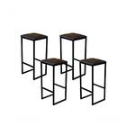 Jogo 4 Banqueta Alta Cozinha Balcão Bistrô Industrial Preta A