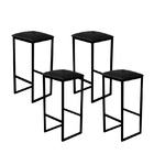 Jogo 4 Banqueta Alta Cozinha Balcão Bistrô Industrial Preta A