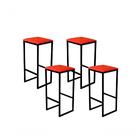 Jogo 4 Banqueta Alta Cozinha Balcão Bistrô Industrial Preta A