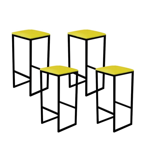 Jogo 4 Banqueta Alta Cozinha Balcão Bistrô Industrial Preta A