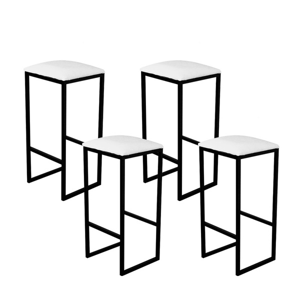 Jogo 4 Banqueta Alta Cozinha Balcão Bistrô Industrial Preta A