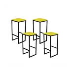 Jogo 4 Banqueta Alta Cozinha Balcão Bistrô Industrial Preta A