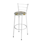 Jogo 4 Banqueta Alta Para Cozinha Epoxi Branca Estofado Flora