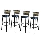 Jogo 4 Banqueta Alta Para Cozinha Ratan Cappuccino Premium Pr
