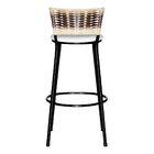 Jogo 4 Banqueta Alta Ratan Hawai Preta Cappuccino Premium - L