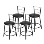 Jogo 4 Banqueta Baixa Para Cozinha Epoxi Craqueada Assento Es