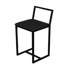 Jogo 4 Banqueta Baixa Para Cozinha Preta Industrial Estofado