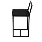 Jogo 4 Banqueta Baixa Para Cozinha Preta Industrial Estofado