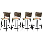 Jogo 4 Banqueta Baixa Para Cozinha Ratan Cappuccino Preta Est
