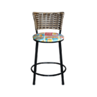 Jogo 4 Banqueta Baixa Para Cozinha Ratan Cappuccino Preta Est