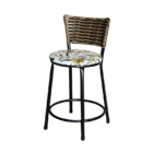 Jogo 4 Banqueta Baixa Para Cozinha Ratan Cappuccino Preta Est