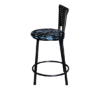 Jogo 4 Banqueta Baixa Para Cozinha Ratan Preta Estofado Flora