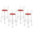 Jogo 4 Banquetas Altas Branca Epoxi Vermelho