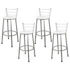 Jogo 4 Banquetas Altas Prata Branco